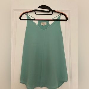 Mint Green Scalloped V-neck Tank